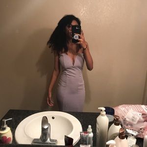 Floor length, strapless dress